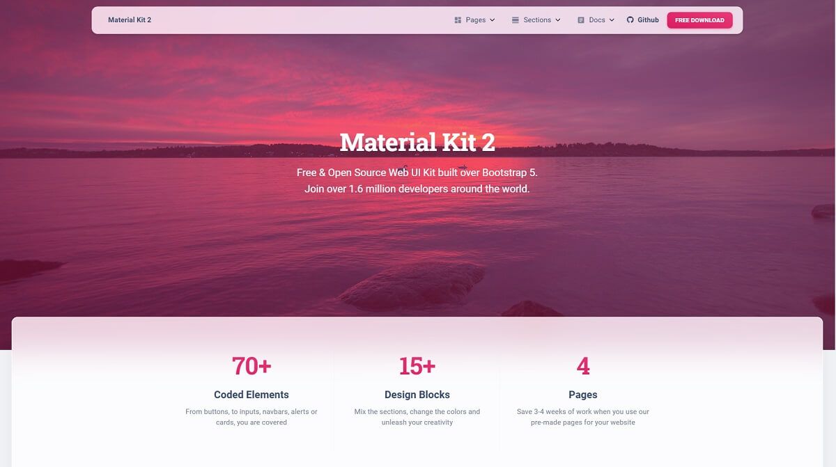Sample Page provided by Material Kit 2, an open-source Bootstrap 5 Template crafted by Creative-Tim.