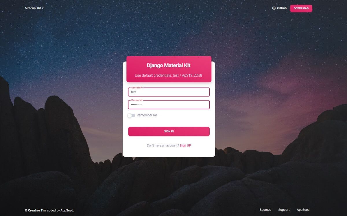 Material UI Kit - Login Page.