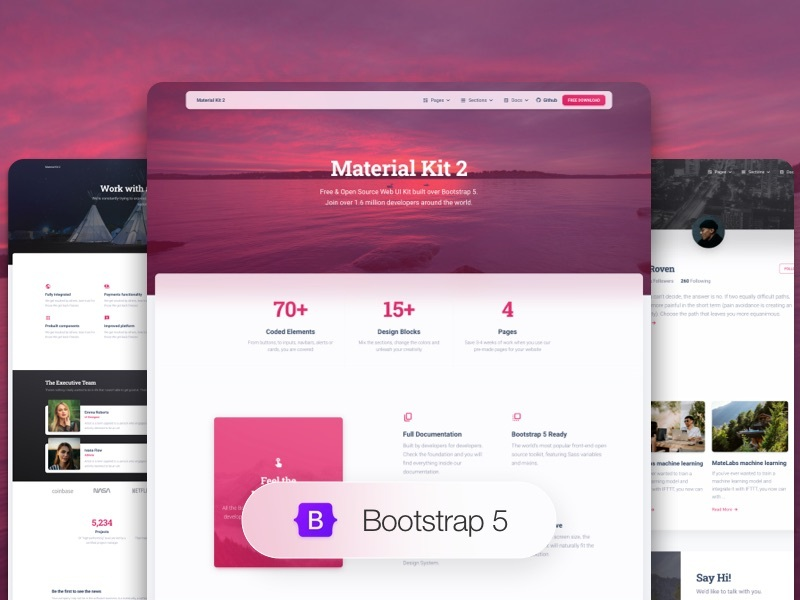 The cover image of Material Kit 2, open-source UI Kit crafted by Creative-Tim.