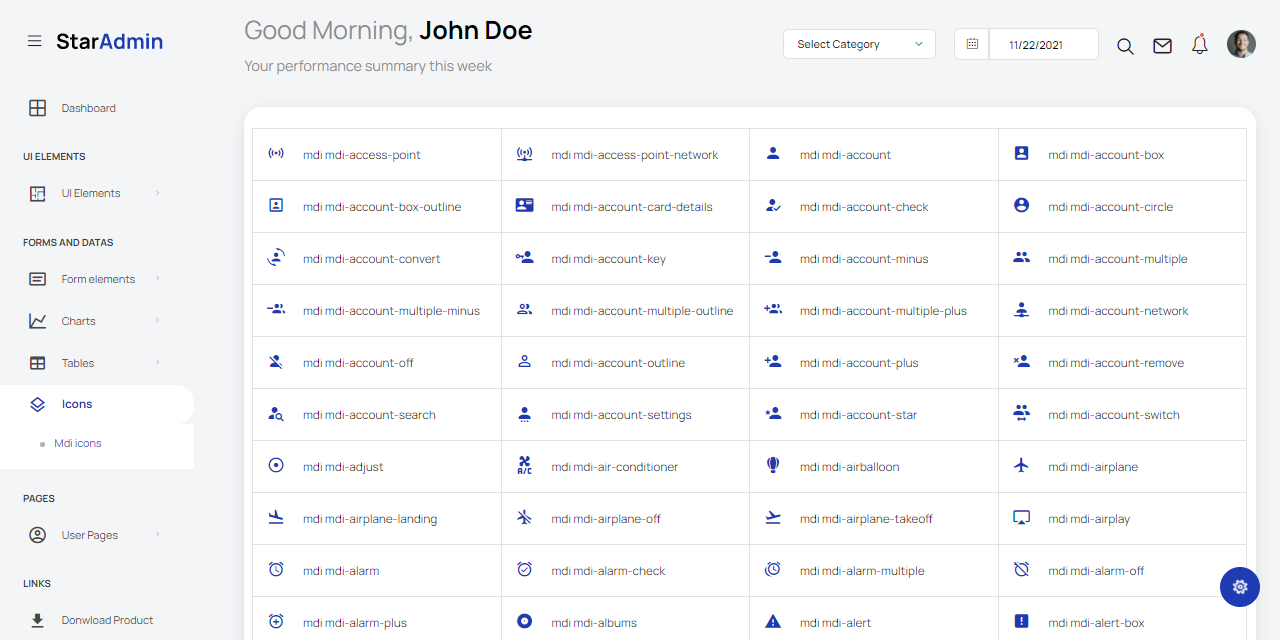 A simple page provided by Star Admin, an open-source dashboard template.