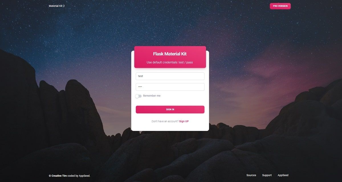 Flask Material Kit - Login Page.