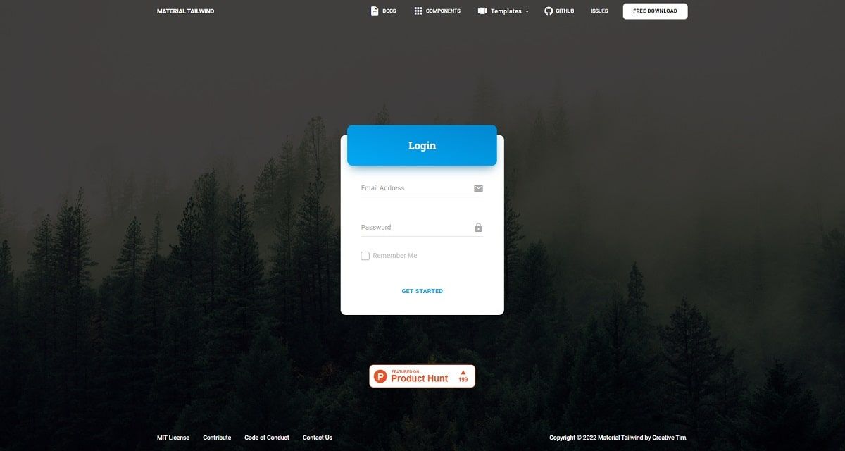 Material Tailwind Kit React - Login Page.