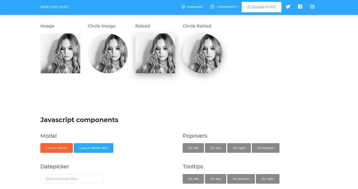 Now UI Kit React - JS Components.