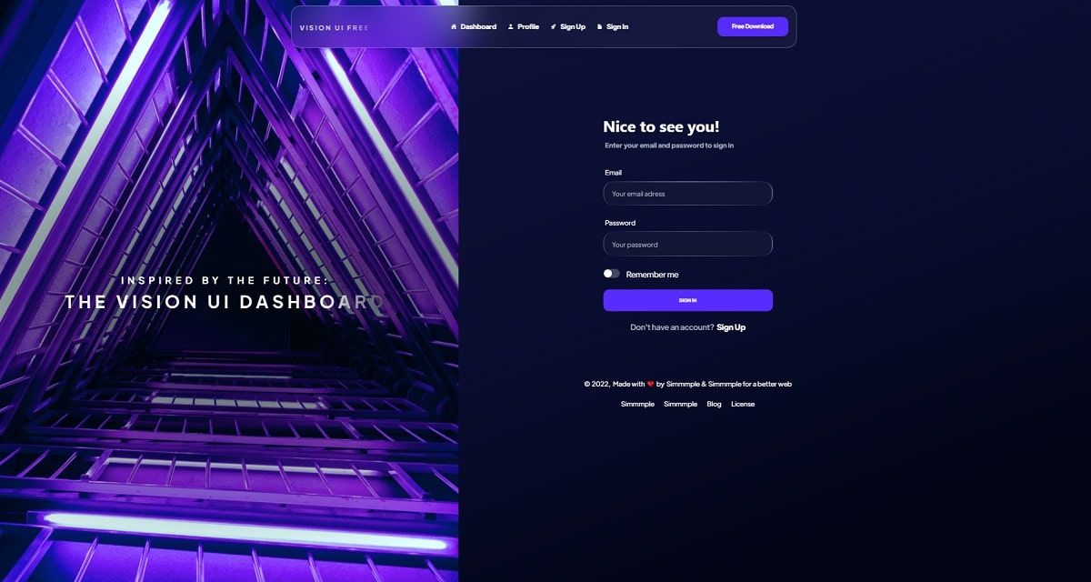 Vision UI Dashboard Chakra - Login Page.