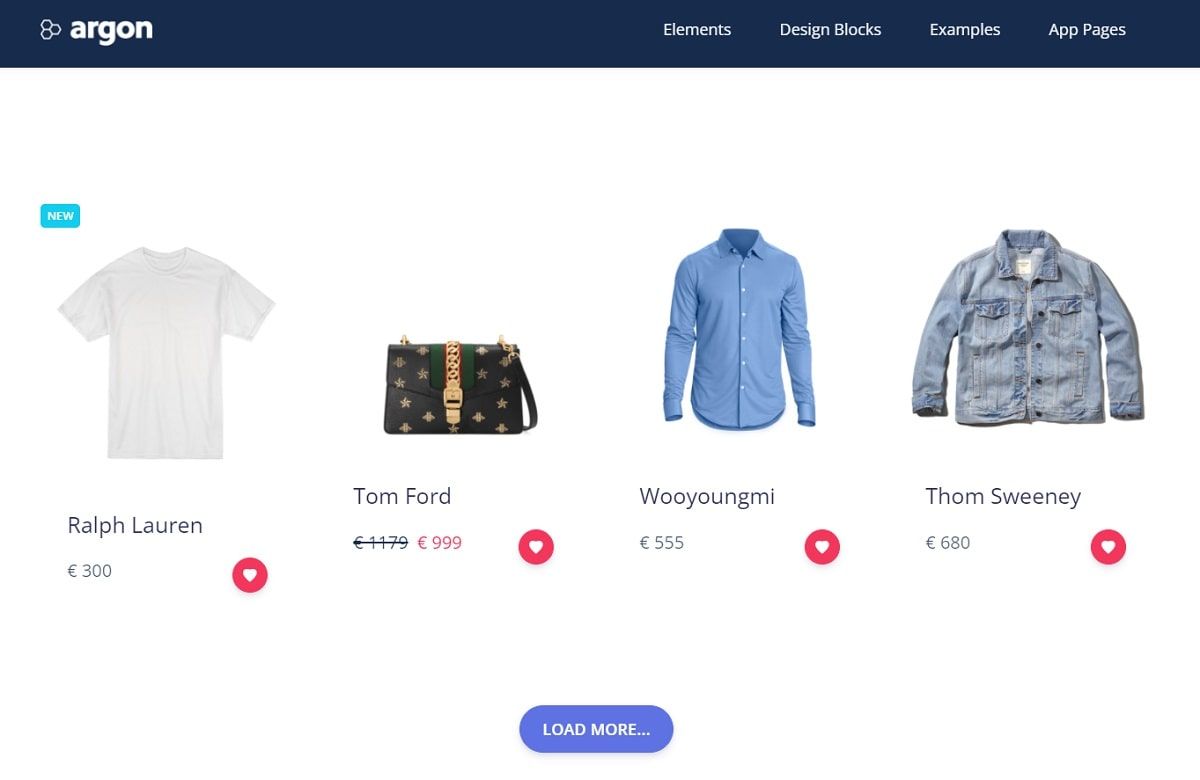 Vue Argon Design System PRO - eCommerce Page.