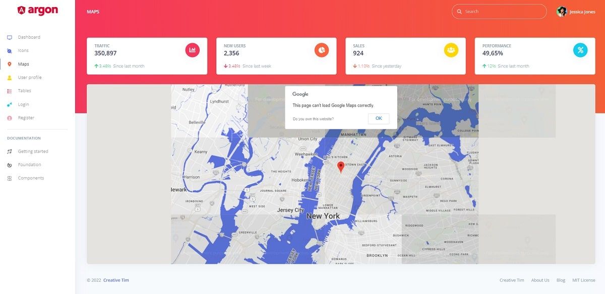 Argon Dashboard Angular (Open-Source) - Maps Page