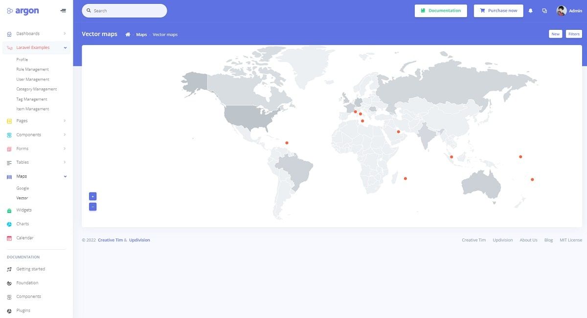 Argon Dashboard Pro Laravel (Premium Starter) - Maps Page.