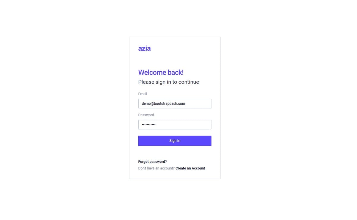 Azia Admin Bootstrap (Open-Source) - Login Page