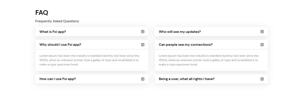Foi Landing Page (Open-Source) - FAQs Section