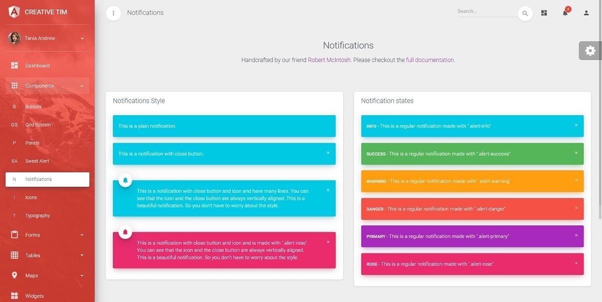 Material Dashboard PRO Angular (Premium Template) - Alerts Page