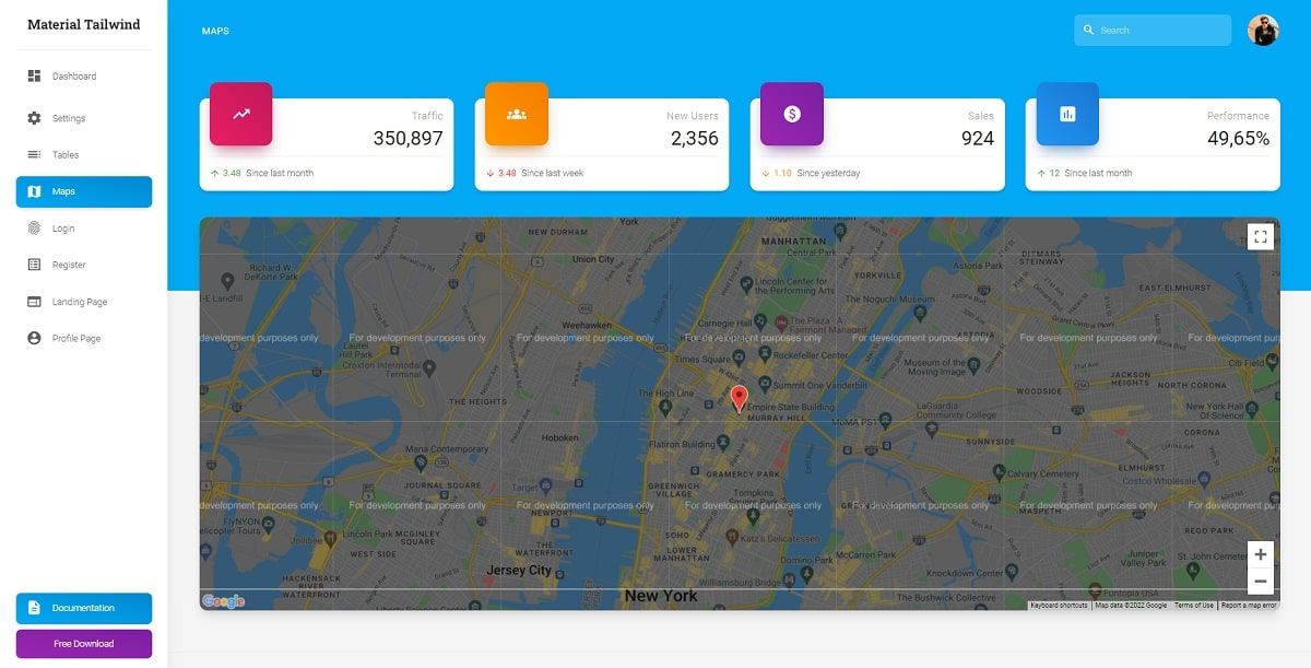 Material Tailwind Dashboard React (Open-Source) - Maps Page