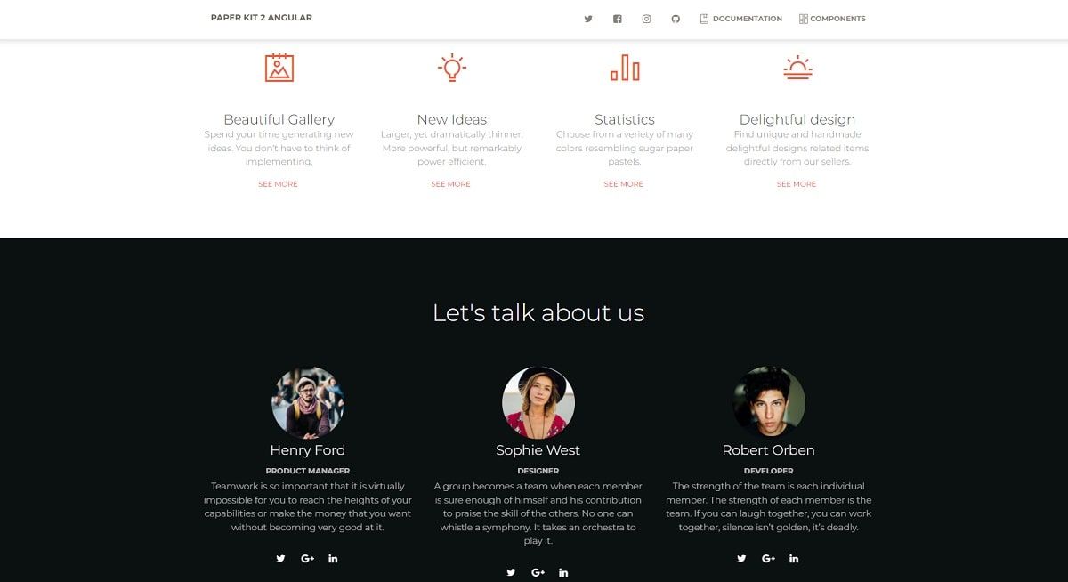 Paper Kit 2 Angular (Open-Source) - Team Component.