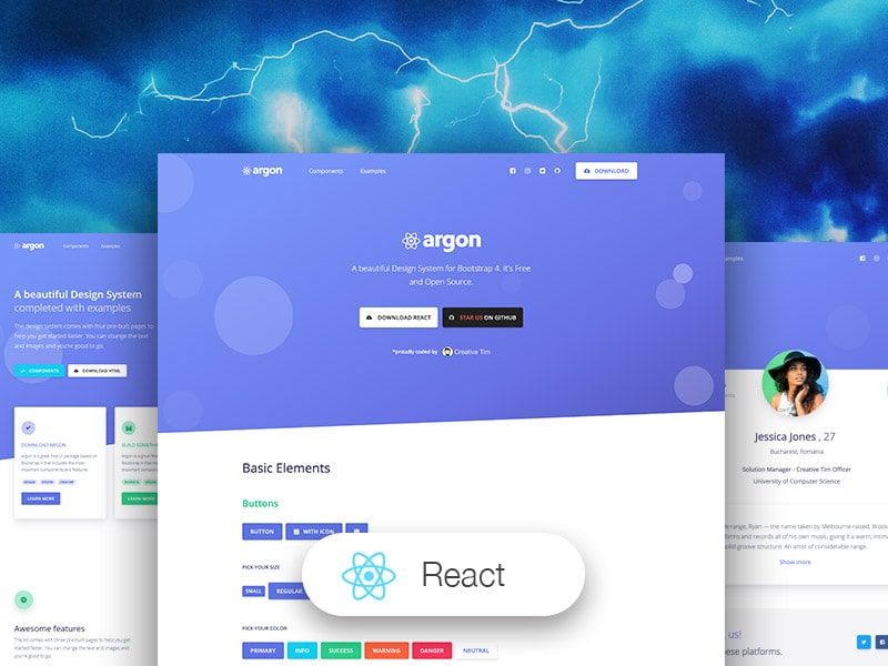 Free React UI Kit - Argon Design System React