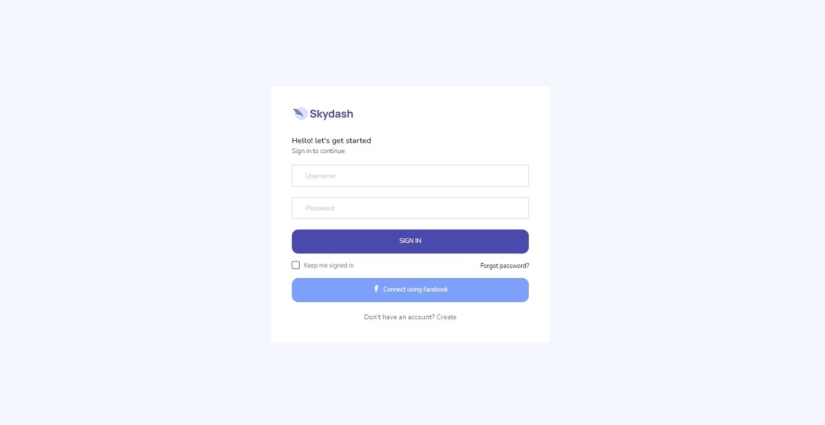 SkyDash (Open-Source Template) - Login Page.