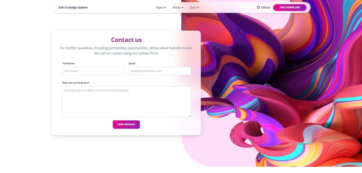 Soft UI Design System (Open-Source) - Contact Page