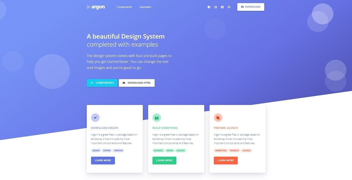Vue Argon Design System (Open-Source) - Hero Section