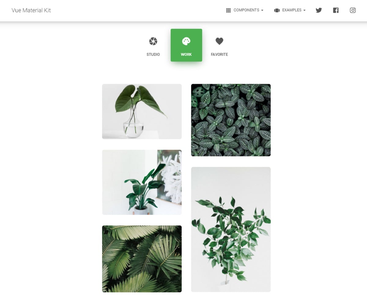 Vue Material Kit (Open-Source) - Gallery Component.