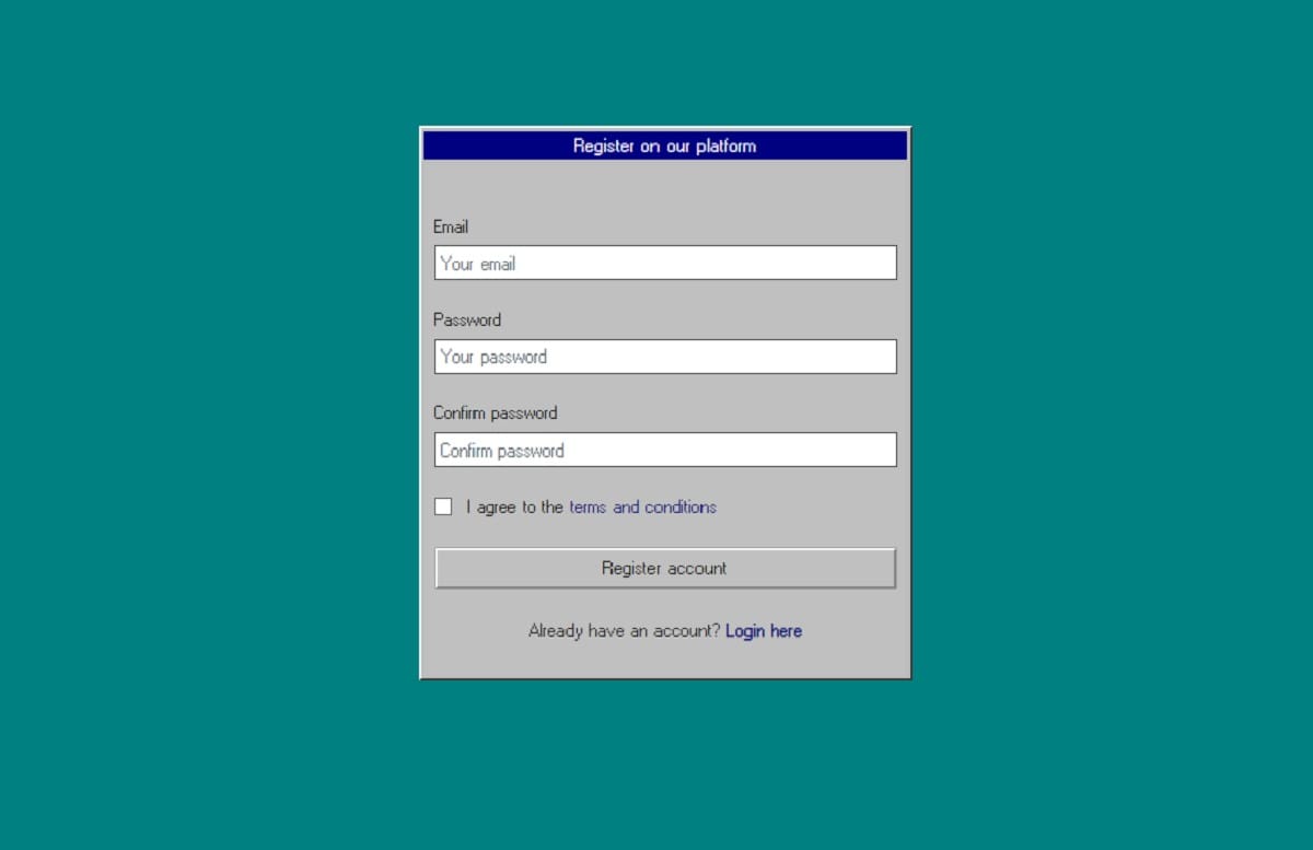 Windows 95 UI Kit (Open-Source) - Register Page