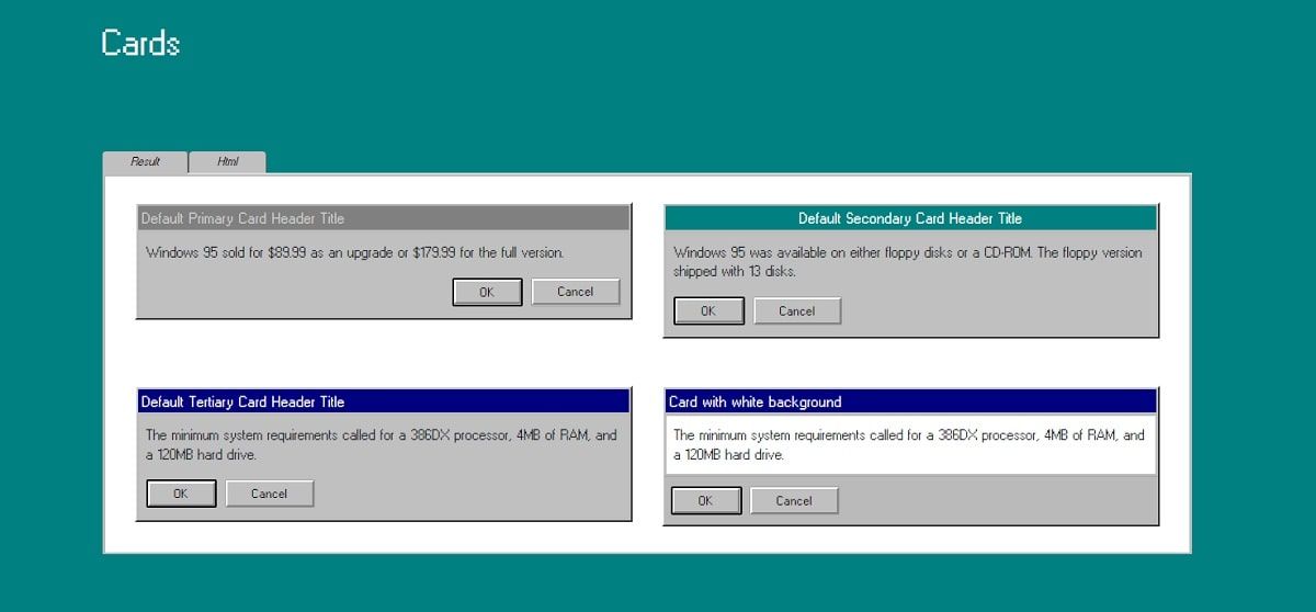 Windows 95 UI Kit (Open-Source) - UI Cards