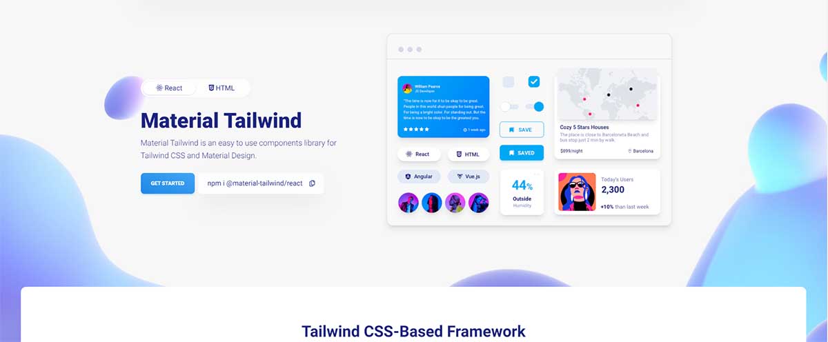 Material Tailwind Kit React - Cover Image (open-source)