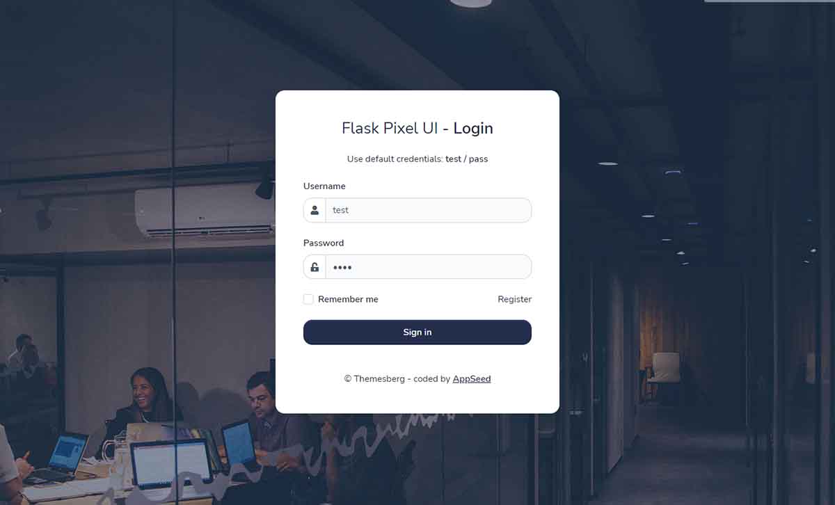 Pixel Flask Template - Login Page (open-source template)