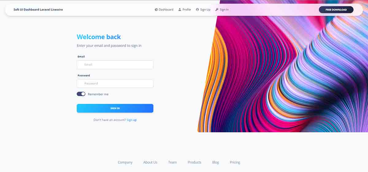 Soft UI Dashboard Laravel Livewire - Login Page