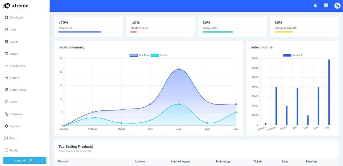 Xtreme BootstrapVue Lite - Charts Page (Open-Source)