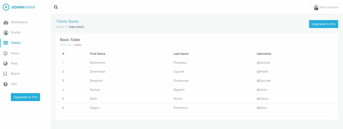AdminWrap - UI Tables (Free Bootstrap Template)