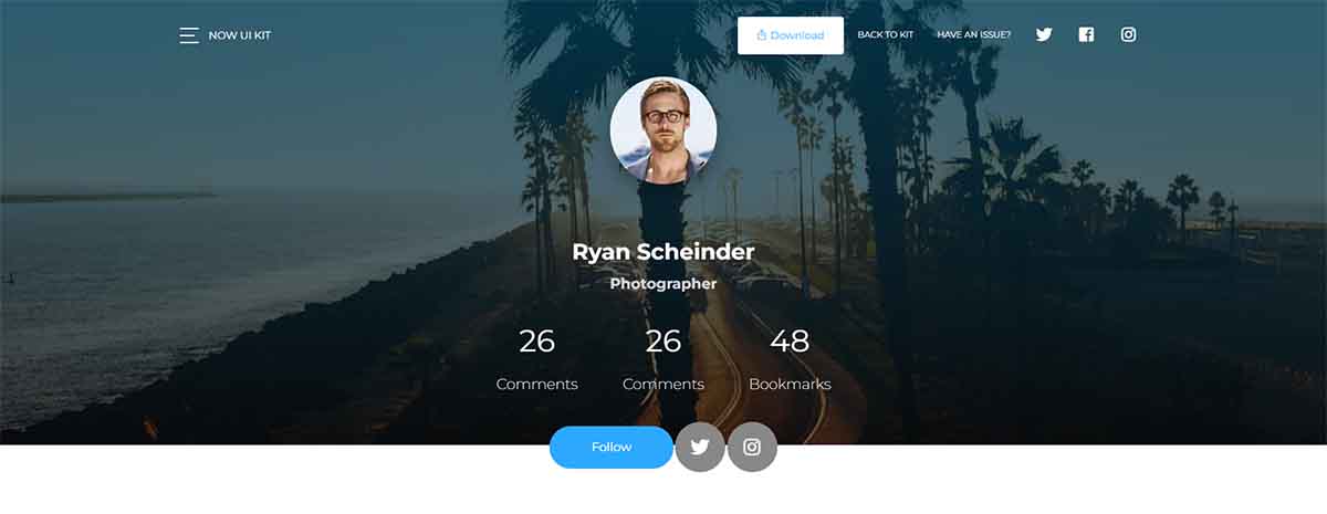 Now UI Kit - Profile Page (Free React 18 Template)