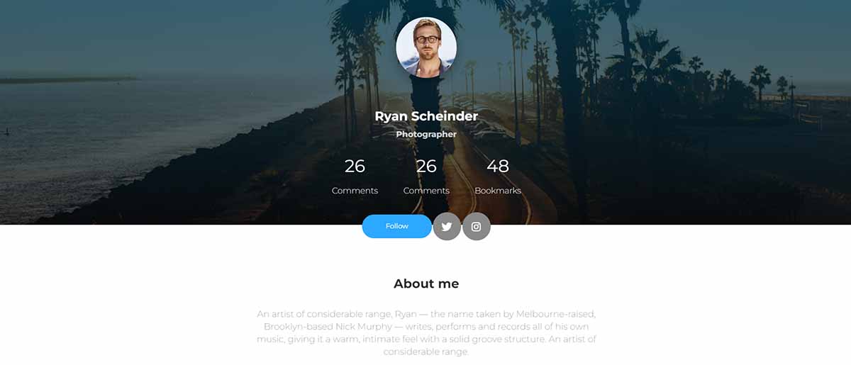 React Profile Page - Now UI Kit (free template)