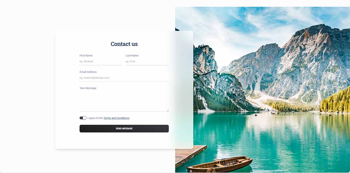 Vue Material Kit PRO - Contact US Card (premium template)