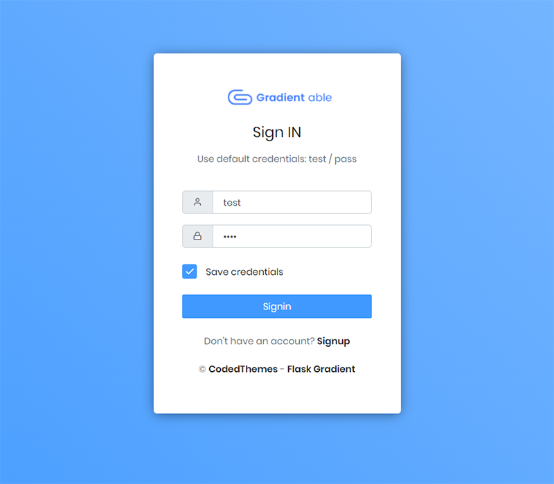 Flask Gradient - Sign IN Page (crafted by AppSeed)