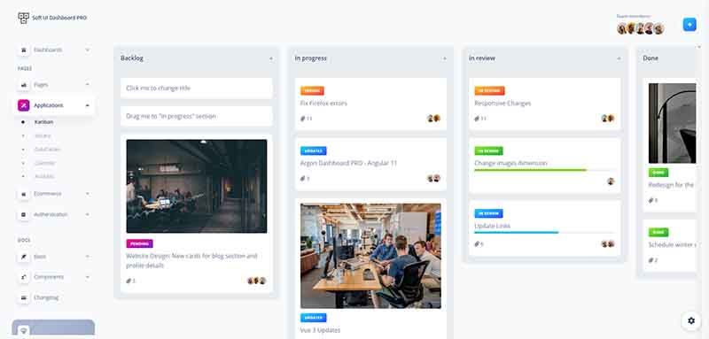 Soft UI Dashboard Pro Tailwind - Kanban Board, crafted by Creative-Tim