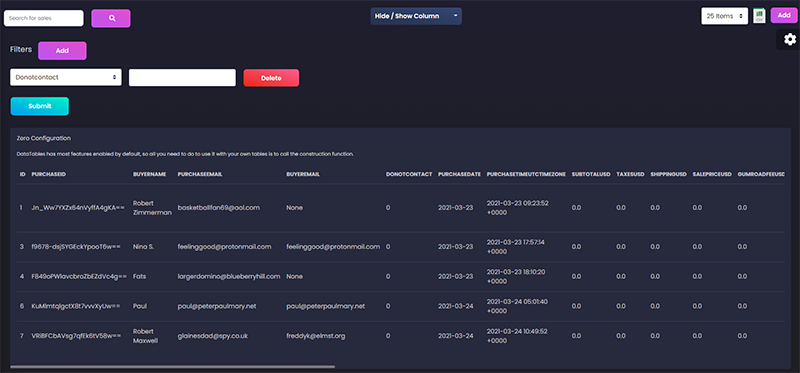 Django Black PRO - DataTables Feature, crafted by AppSeed