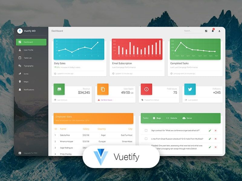 Vuetify Material Dashboard