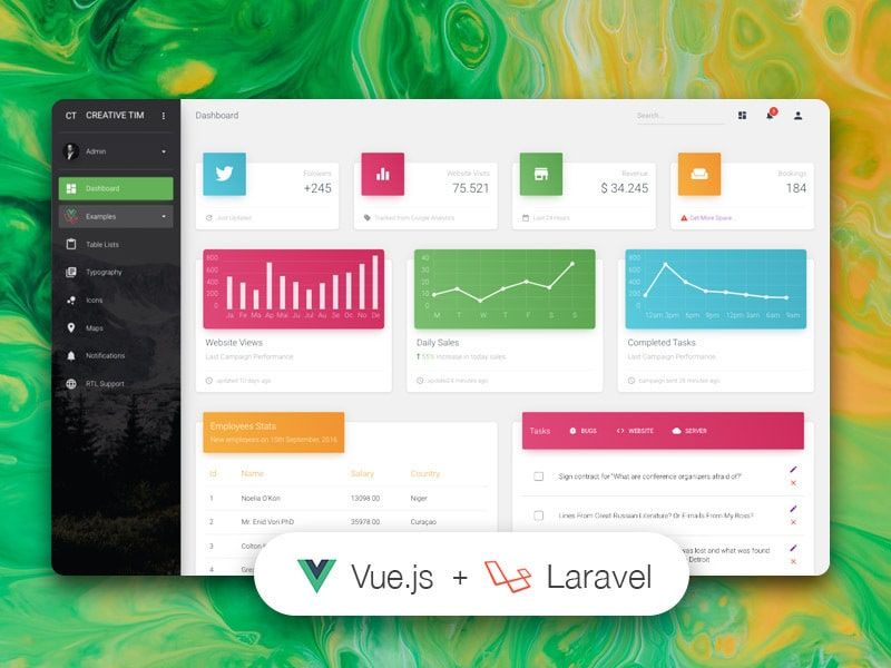 Material Dashboard - Free starter built with Laravel and Vue