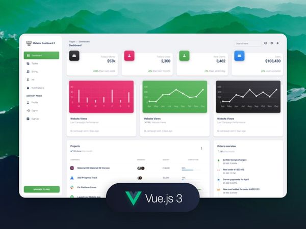 Vue.js 3 - Material Dashboard (free product)
